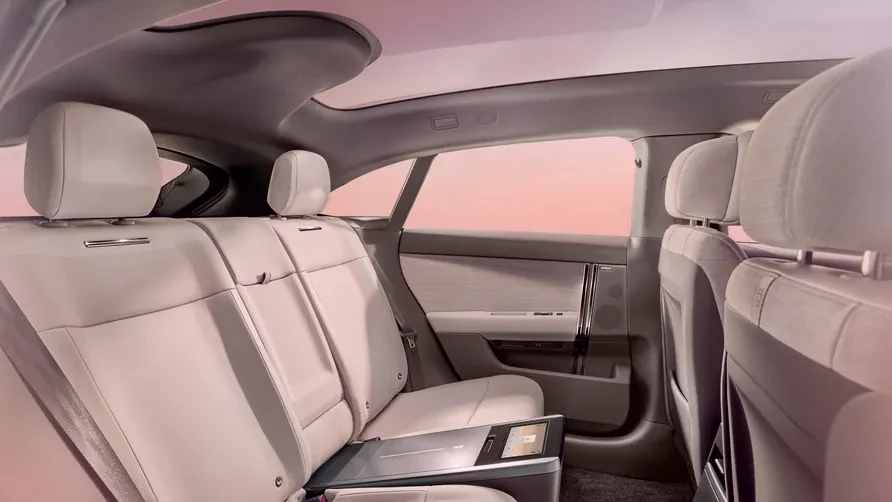 Range Rover GT rear seats under a panoramic glass roof
